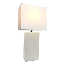 Elegant Designs Lt1025-Wht Modern Genuine Leather Table Lamp, White