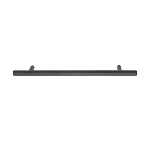 Image of South Main Hardware Euro Bar Cabinet Drawer Pull Handle (3 /8 inch Diameter), 8.69 inch Length (6.31 inch Hole Center), Flat Black, Mounting Hardware Included, 10-Pack