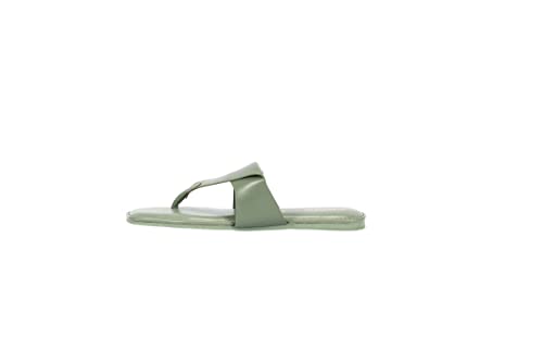 Image of CHERE Women Green Solid Triangle Design Open Toe Flats