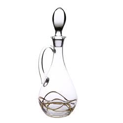 Wine Decanter 14K Gold Swirl Design with Handle & Lid - 4 x 12 in.