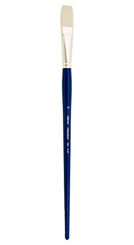 Silver Brush Limited 1901-10 Bristlon Professional Flat Brush, Premium Hog-Imitation Stiff White Synthetic Filament Oil and Acrylic Paint Brush, Size 10, Long Handle