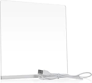 LED I kl  Akrilik Yaz  Tahtas    20x20 cm  effaf Masa st  Not Panosu, USB Ba lant l , 7 Renkli Kalem ve Stand Dahil,  ocuklar  in E lenceli Yaz  Tahtas , Masa Dekoratif Ledli I k Panosu 20x30 Cm