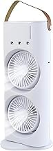 Image of Electric Fan Desktop Double-Head with Remote, 3 Speed, Spray Cooling, USB Charging, 38x17x9 cm, for Indoor Outdoor Office Bedroom