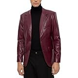 chava Men's Genuine Leather Blazer, Burgundy, Notch Lapel, Two-Button, Regular Fit, Smart Casual, Hip Length-picture-37