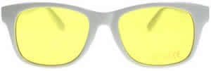 Colored Lens Color Therapy Glasses - White Frame Classic Style Yellow