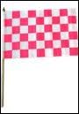One Dozen Pink & White Checkered 12x18in Stick Flags.