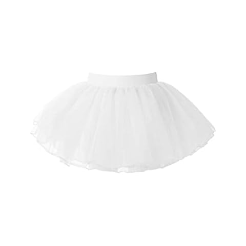 Agoky Girls Puffy Net Crinoline Slip Petticoat Underskirt Wedding Flower Girl Tutu Dress White 6-11 Years Cover
