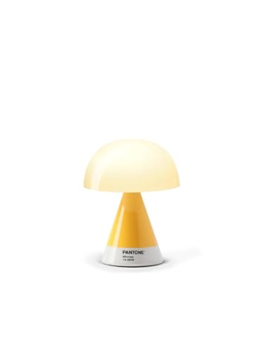 Lexon Pantone Mina M Mushroom - Lámpara de mesa portátil para dormitorio, niños y habitación infantil, 9 colores LED, lámpara de mesa recargable con 24 horas de luz y regulador (Mimosa)