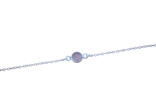 Bracelet argent massif 925 et quartz rose véritable de style minimaliste