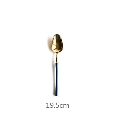 Besteckset, Besteckset, Retro-Edelstahl 304, hochglanzpoliert, Blaugold, Haupttafelmesser, Gabel und Löffel, Blaugold, 30-teilig für 1 Person (Blaugold, 36-teilig für 12 Personen)