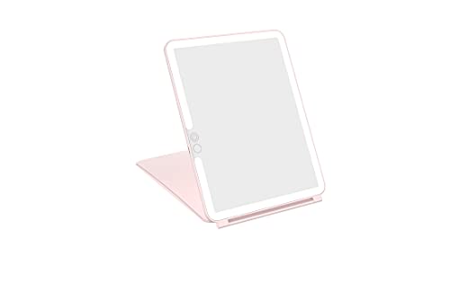 WEILY Specchio Trucco con 72 Luci LED, Touch Screen Tre Colori Regolabile Illuminato Specchio Trucco, 2000 mAh USB Ricaricabile Specchio da Viaggio (Rosa)