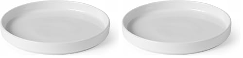 HENDI Piatto piano con bordo alto, Oslo, ⌀200mm, porcellana smaltata bianca (Confezione da 2)