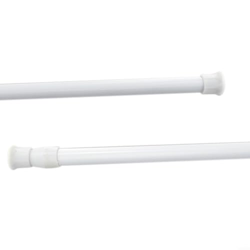 Tringle réglable à ressort télescopique en métal blanc robuste - 7