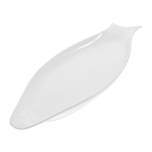 COLLBATH Assiette Poisson Ovale Blanche Céramique pour Cuisson Vapeur et Service Plat de Table Élégant Maison et Restaurant