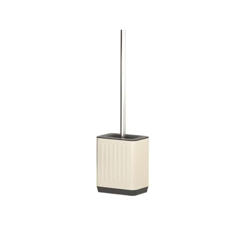 Juego de Cepillo y Soporte para Inodoro Cabezal de Cepillo de Silicona Plano, Juego de portaescobilla de plástico con Mango Largo, montado en la Pared Diseño Compacto, Limpieza eficaz