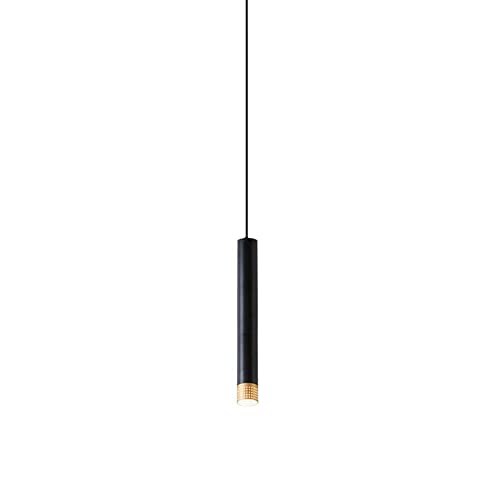 Luz de techo colgante LED cilíndrica negra para isla de cocina moderna