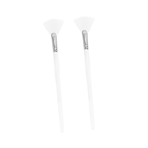 MERRYHAPY 2pcs Wooden Handle Fan Shape Face Brush Mask Applicator for Smooth Skincare