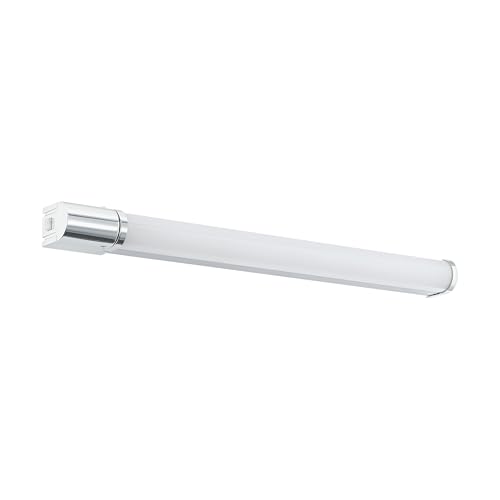 EGLO LED Wandlampe Tragacete 1, Spiegelleuchte mit Steckdose, Wandleuchte aus Aluminium und Kunststoff, Badezimmer Lampe in Chrom, Weiß, Feuchtraumleuchte, IP 44
