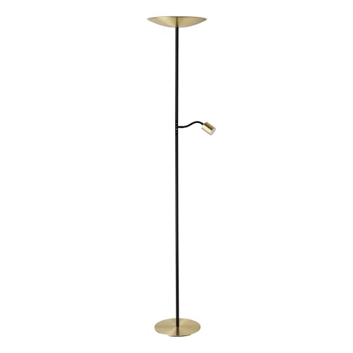 Eglo Lampadaire salon LED Conivarino, lampe de lecture sur pied, lèche-plafond avec liseuse flexible, à intensité variable, luminaire en acier laiton...