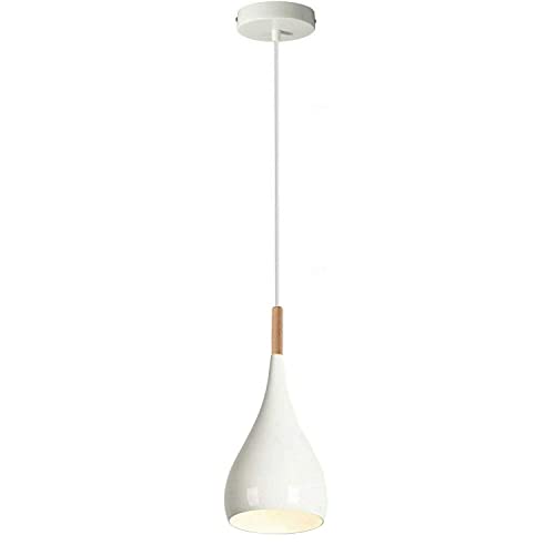 Modern Teardrop Shaped White Pendant Light Shade Industrial Hanging Ceiling Lighting Ideal for Dining Room Bar Clubs & Restaurants (White)