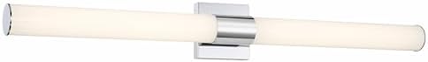 Minka Lavery 5075-77-L Vantage 36" Wide Adjustable CCT LED Bath Bar with White Cylindrical Shade, Chrome