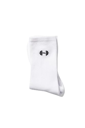 Gymsoxs - Gymsoxs Socken mit Fitness-Icons, Sportsocken, Crew Socken, Weiß, Unisex, Hantel, Dumbbell (DE/NL/SE/PL, Numerisch, 36, 40, Regular, Regular, 1, schwarz)