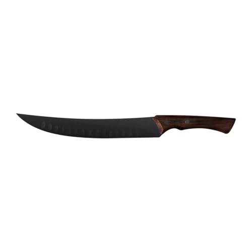 Tramontina CHURRASCO BLACK Fleischmesser, Kochmesser, Edelstahl, rostfrei, ergonomischer Griff, Kullenschliff, Klinge 24 cm, scharf & langlebig, ideal...