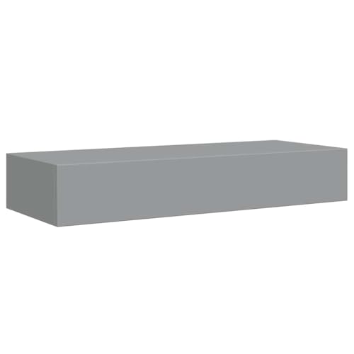 Juego de 2 estantes de pared con cajón, mesita de noche con estante, estantes de pared para dormitorio, oficina, salón, carga 10 kg, MDF blanco