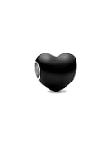 Cuore Sterling Silver Charm with Black Enamel