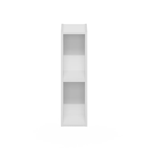 Image of Furinno Fulda Book Shelf, 2-Tier Narrow Bookshelf, Bookcase with 6-in Width Storage Shelf, 9.3 x 5.9 x 21.2, for Living Room, Bedroom, Home Office, White
