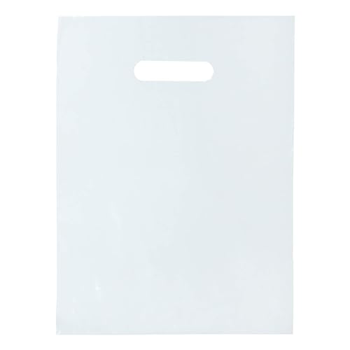 Infinite Pack 100 Clear Plastic Merchandise Bags with Handles 12'x15' | 1.25Mil Thick Glossy Retail Shopping Bags for Small Business Boutique Bag Clear Gift Bags for Shopping, Clothing and Trade Show