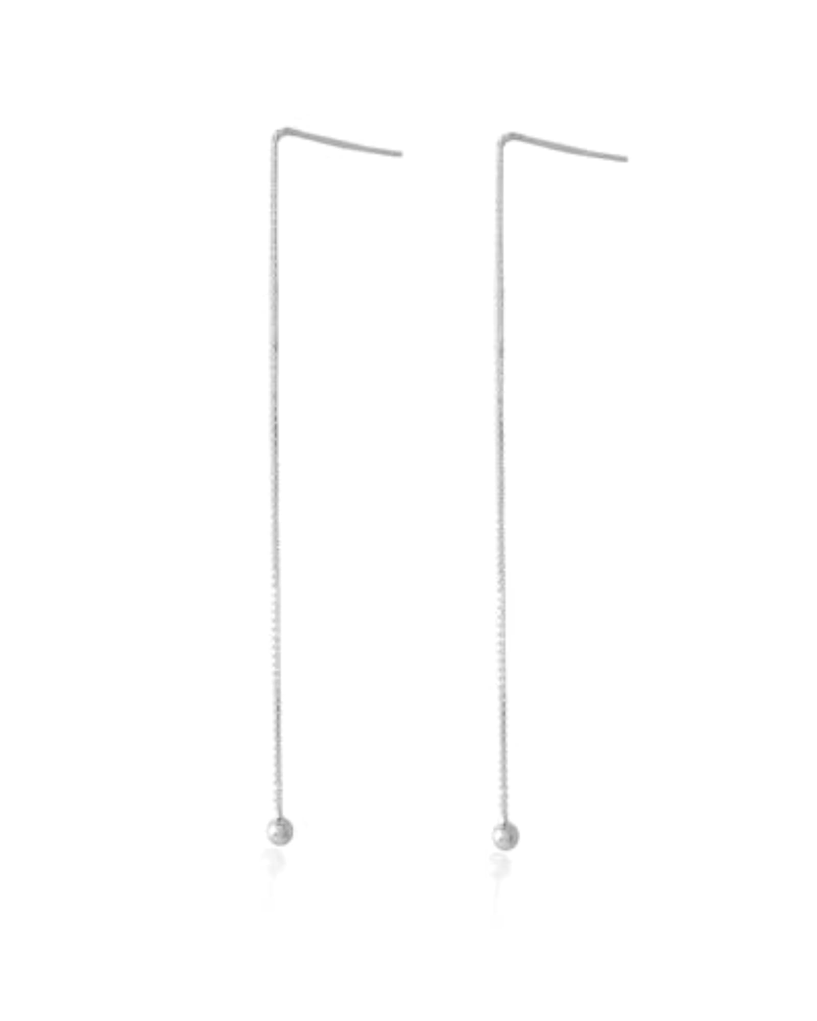 Women's 925 Sterling Silver Threaded Drop Long Chain Earrings