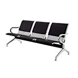 Banco de Espera de 3 Plaza, en Metal con cojín Acolchado Cubierto en Cuero ecológico