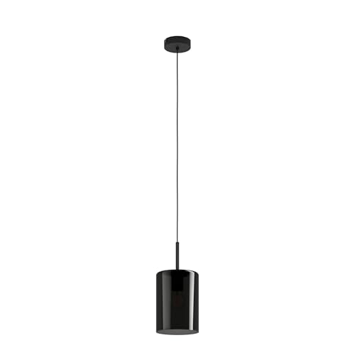Eglo Cadaques 1 Lámpara colgante de 1 foco, lámpara de metal cromado y cristal transparente para mesa de comedor y salón, con casquillo E27