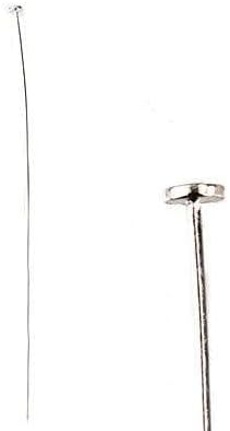 3" length Sterling Silver Disc Headpin, 22 Gauge Wire, 10 pieces per Bag