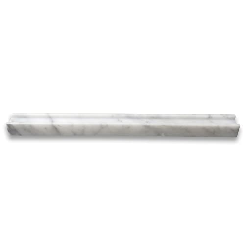 Stone Center Online Carrara White Marble 1X12 Groove Square Edge Box Liner Pencil Trim Molding Honed Kitchen Bath Wall Floor Backsplash Shower (1 Piece) #TOP1