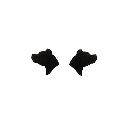 Adorable Handcrafted Simple Black Dog Stud Earrings Made From Plant-Based Polymer Resin Unisex/Men's/Woman's/Child Stainless Steel Posts (Pit Bull, Black) #TOP11