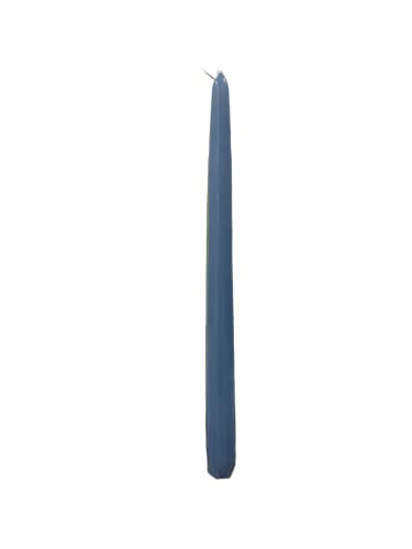 D'light Online Elegant Unscented Slate Blue Taper Premium Quality Candles Hand-Dipped, Dripless And Smokeless - Set Of 12 Individually Wrapped (12 Inch, Slate Blue) #TOP5