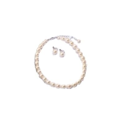 [いずみパール] コットンパール ショートネックレス・イヤリングセット (オフホワイト)