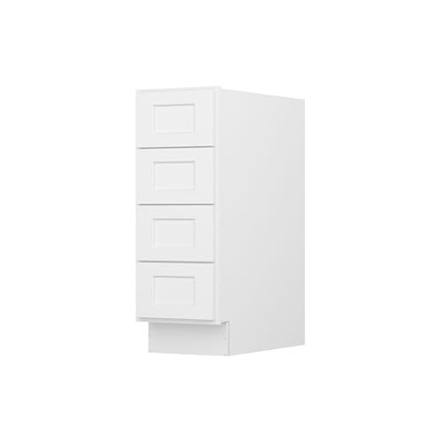Image of Furinno Shaker Drawer Base Kitchen Cabinet with 4-Drawers, Ready to Assemble, 24 D x 12 W x 34.5 H, White