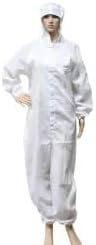 PBSS ESD Anti-Static Protective Coverall, Light Blue and White, S to XXL Size, PVC Lab Safety Suit with Hood Covers, Full Body Protection Kit