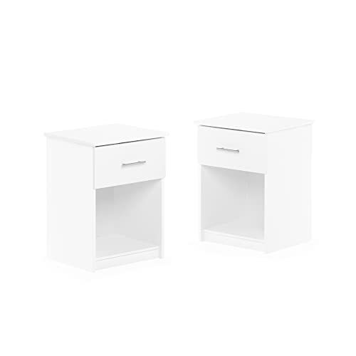Image of Furinno Tidur Nightstand, 2-Pack, Solid White