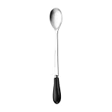 Sleek Stainless Steel Serving Spoons Sturdy Spoon for Daily Use Polished Oval Tableware Kitchen Bar Restaurant Outdoor Picnics Black