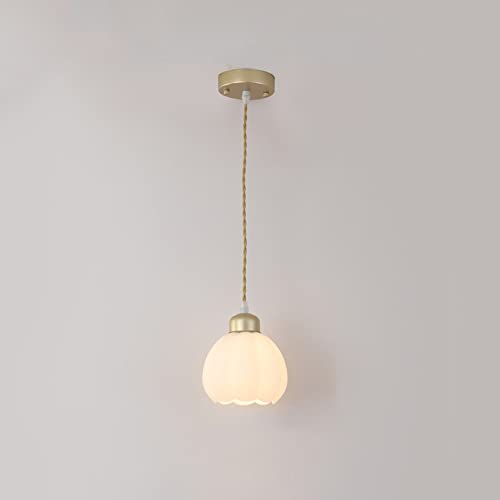FDTMGW Restaurant scandinave Minimaliste Moderne Chandelier American Fashion Chambre de Chambre à Coucher Salon Cuisine Barre de Cuisine Blanc Blanc en Verre de Citrouille Couvre-plafon