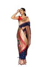 Rang PriyaNavy blue Color Paithani Silk Woven Saree with unstitched blouse