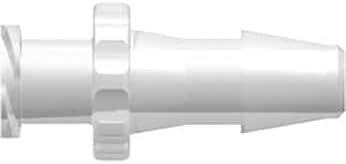Luer to Hose Barb Fitting, Straight Adapter, White Nylon, Female Luer Thread x 200 Series Barb 3/32 (in) ID: 25/Pk