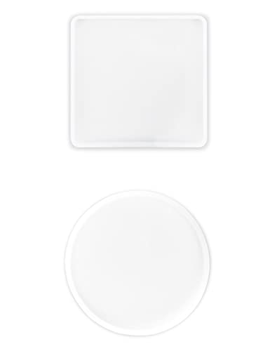 QWORK® 8 Pcs Coaster Resin Moulds, Round and Square Silicone Moulds for Resin for DIY Coasters Home Decoration - Image 4