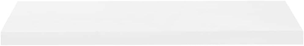 Floating Wall Shelf Set of 4, High-Gloss White MDF, Rectangular Modern Design, Ledge Shelves for Living Room Decor, Bedroom, Bathroom