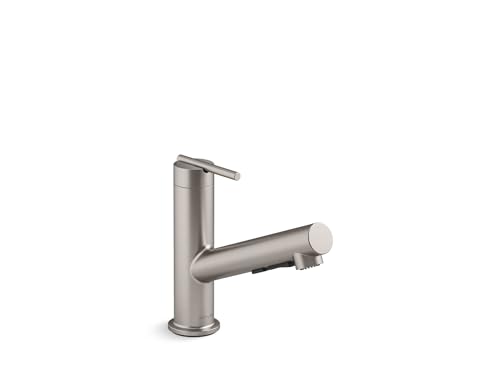 KOHLER 22976-VS Crue Pull-Out Kitchen Faucet, Pull Out Sprayer, Single-Handle, Utility Faucet, Vibrant Stainless