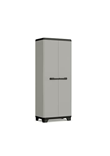 Keter | Armoire Haute Planet - Plastique recyclé, Gris/Noir, Cabinets, 680x390x1730 mm